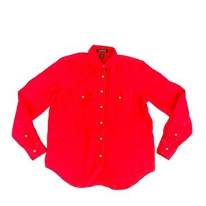Lauren Ralph Lauren green Label Red Button Down Linen Shirt